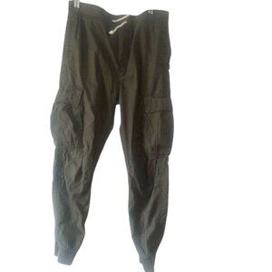 H&M Boys Olive Green Cargo Jogger Pants Size 13 100% Cotton